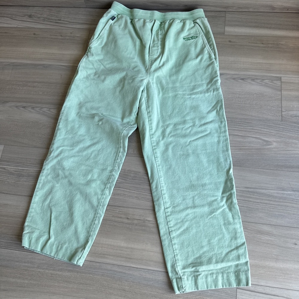Crazy Shirts Mens Key Lime Dyed‎ Twill Pants XL Green Wide Leg Pull On Elastic